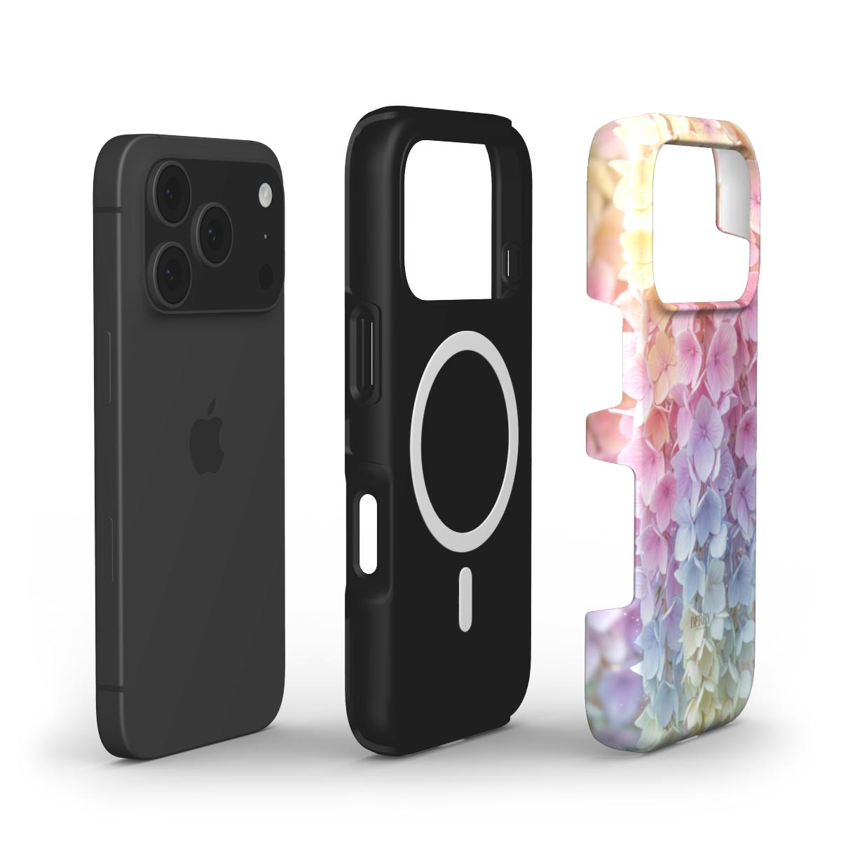 Berry Denmark Rainbow Spring pastel rainbow hydrangea dual layer MagSafe iPhone 17 Pro Max phone case