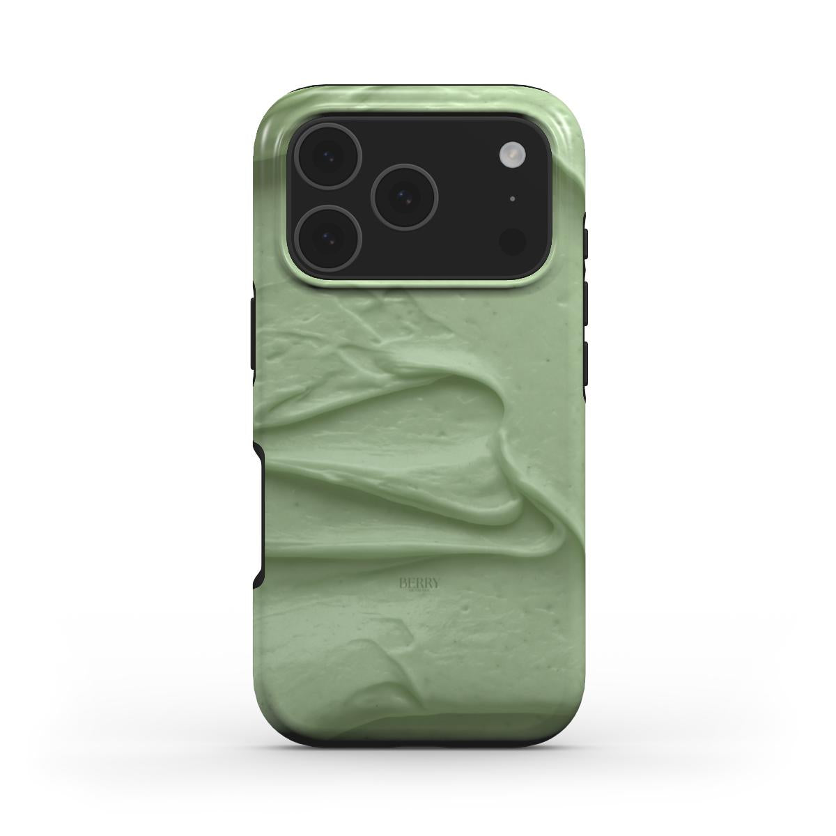 Buttery Matcha mobilcover med blødt marmoreret mønster i matchagrønt