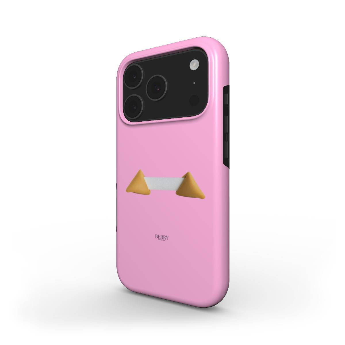 Trendy pink phone case with a unique golden and beige geometric design, combining feminine and aesthetic style for a popular, beautiful look.