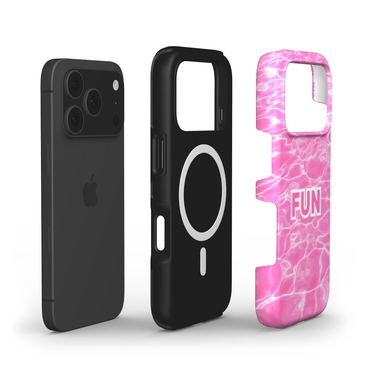 Trendy girly pink phone case with a fun pattern designed to add a feminine and aesthetic touch to your device with stylish, popular appeal.