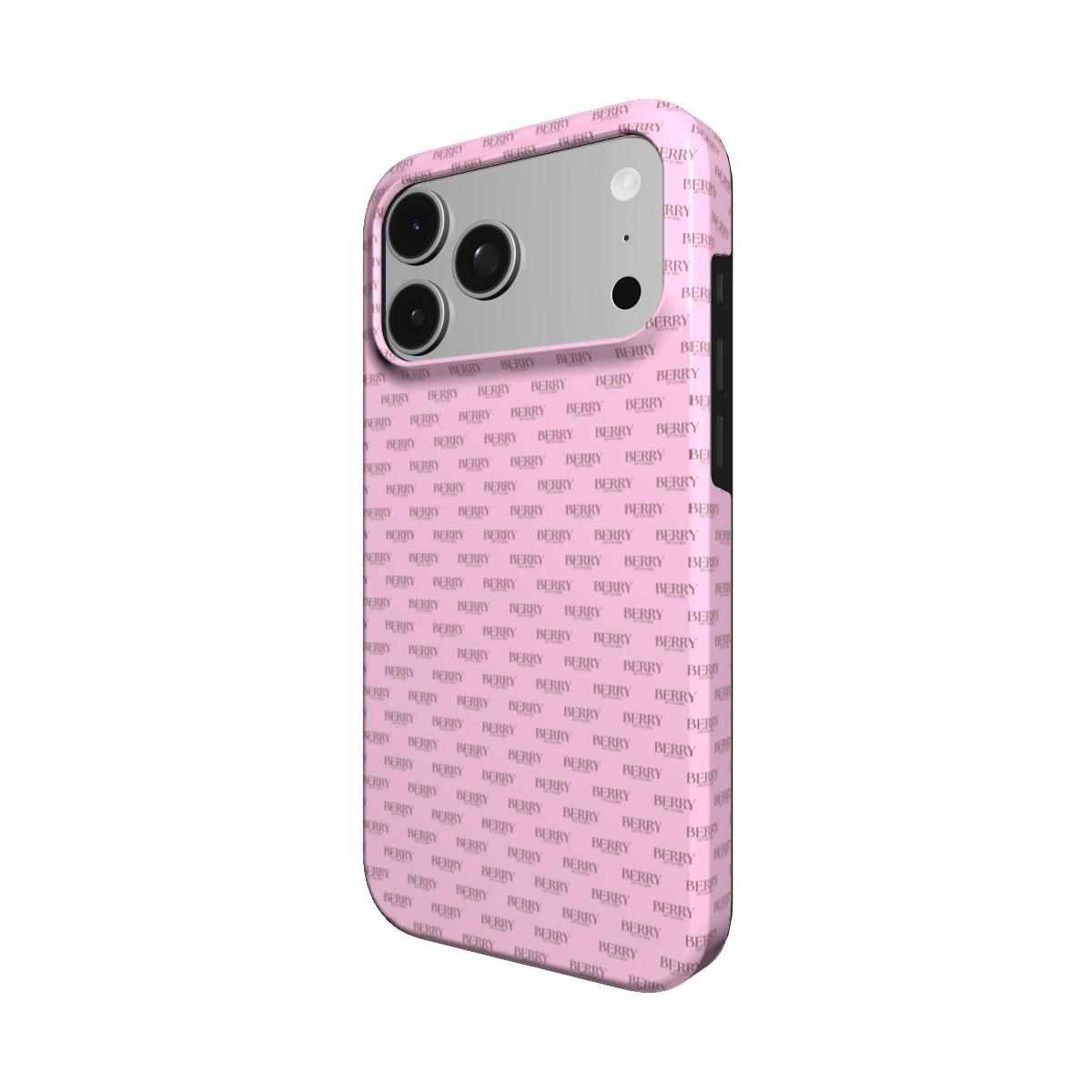 iPhone-Hülle mit schlichtem Design Farbe: Rosa – Strawberry Monogram iPhone MagSafe
