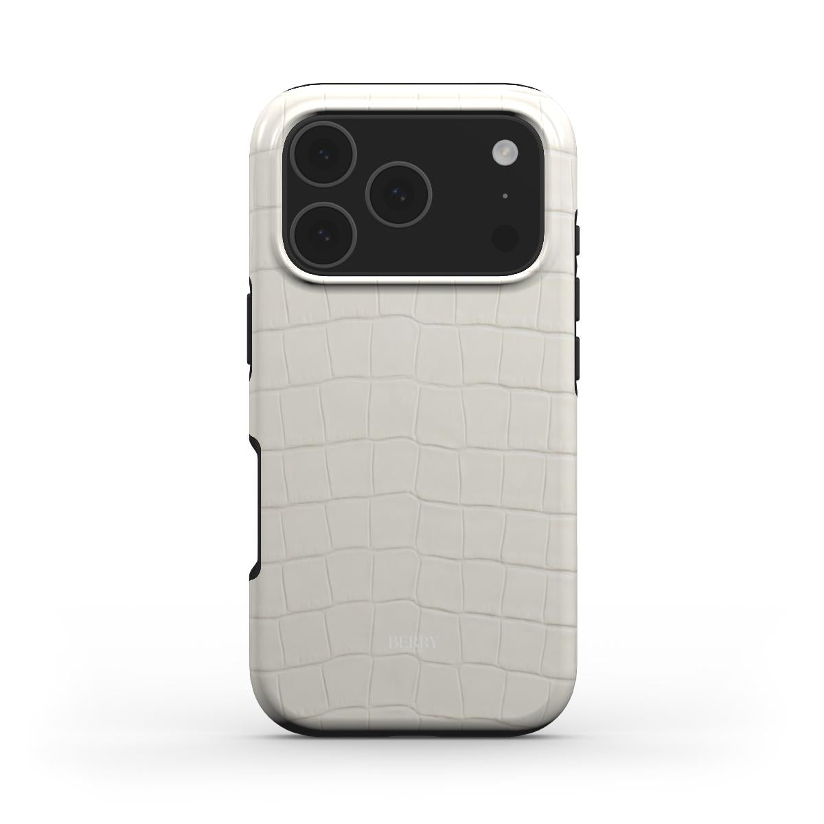 Sleek trendy phone case with an elegant textured pattern in neutral tones, offering a feminine and popular aesthetic for a stylish look.