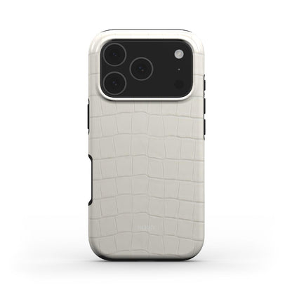 Sleek trendy phone case with an elegant textured pattern in neutral tones, offering a feminine and popular aesthetic for a stylish look.