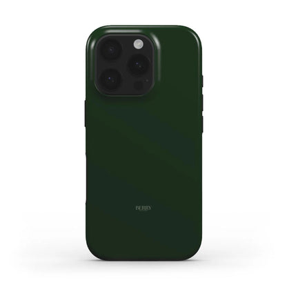 Trendy dark green phone case with a sleek, minimalist design offering a feminine and aesthetic vibe, perfect for a stylish and beautiful look.