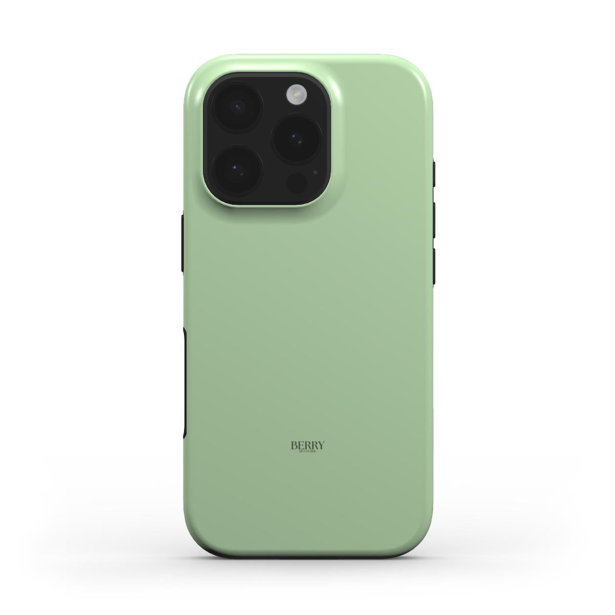 Trendy feminine phone case in soft green with a minimalist design, combining stylish and popular aesthetics for a beautiful and girly look.