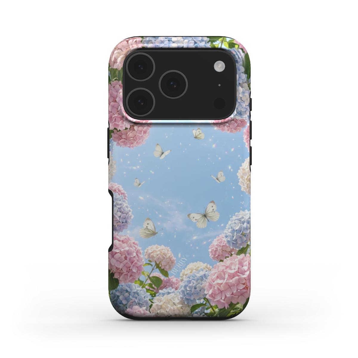 Berry Denmark Hamptons Butterflies hydrangea butterfly iPhone 17 Pro Max phone case front view