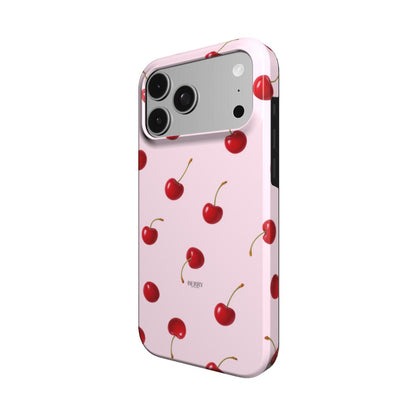 Cherry Kisses Rose – 玫瑰粉色樱桃图案iPhone手机壳