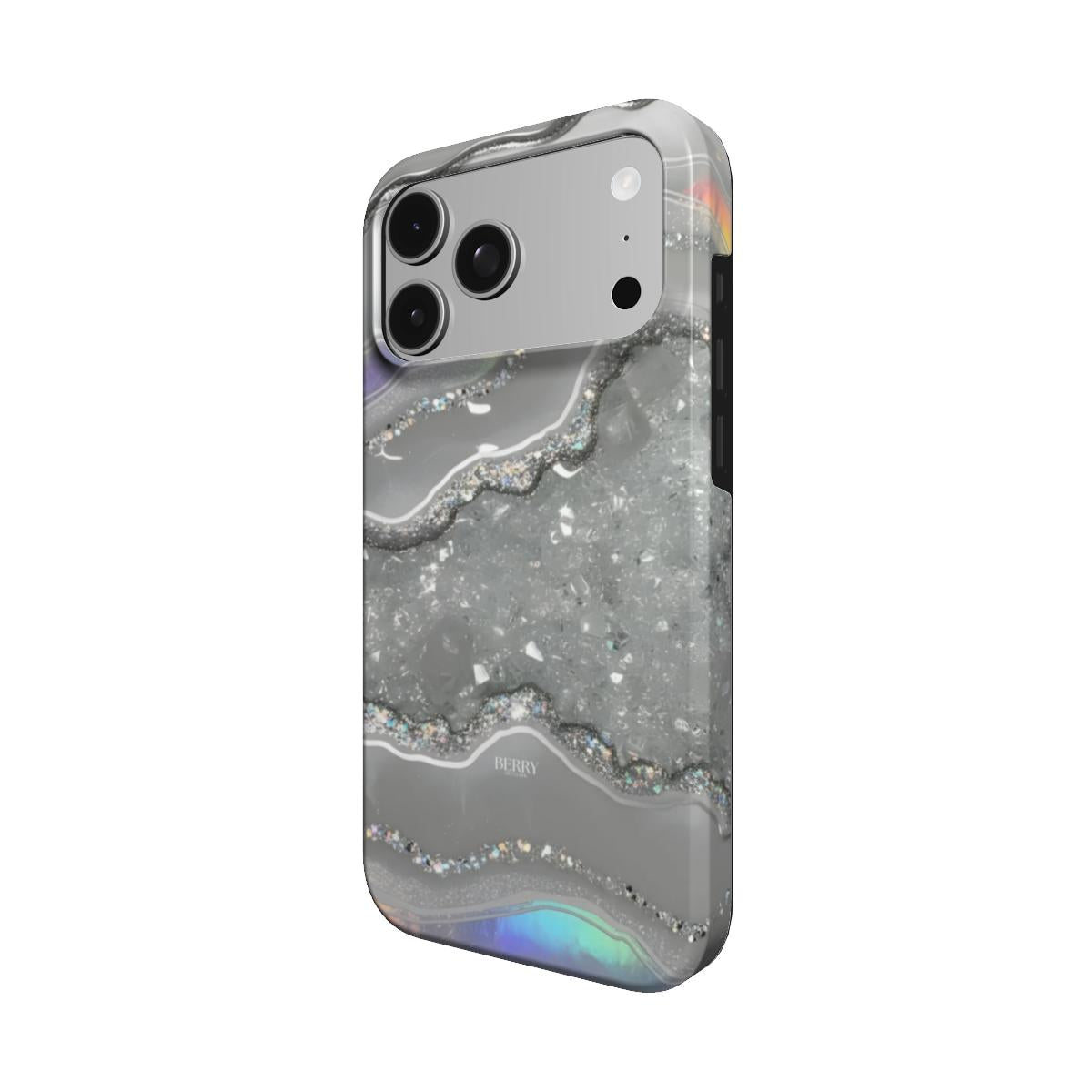 Sølvfarvet iPhone-cover med marmormønster – Silver Marble Quartz