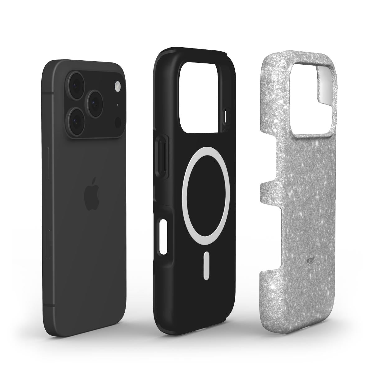 Trendy and feminine silver protective phone case with sleek design and stylish pattern for a popular and beautiful look.