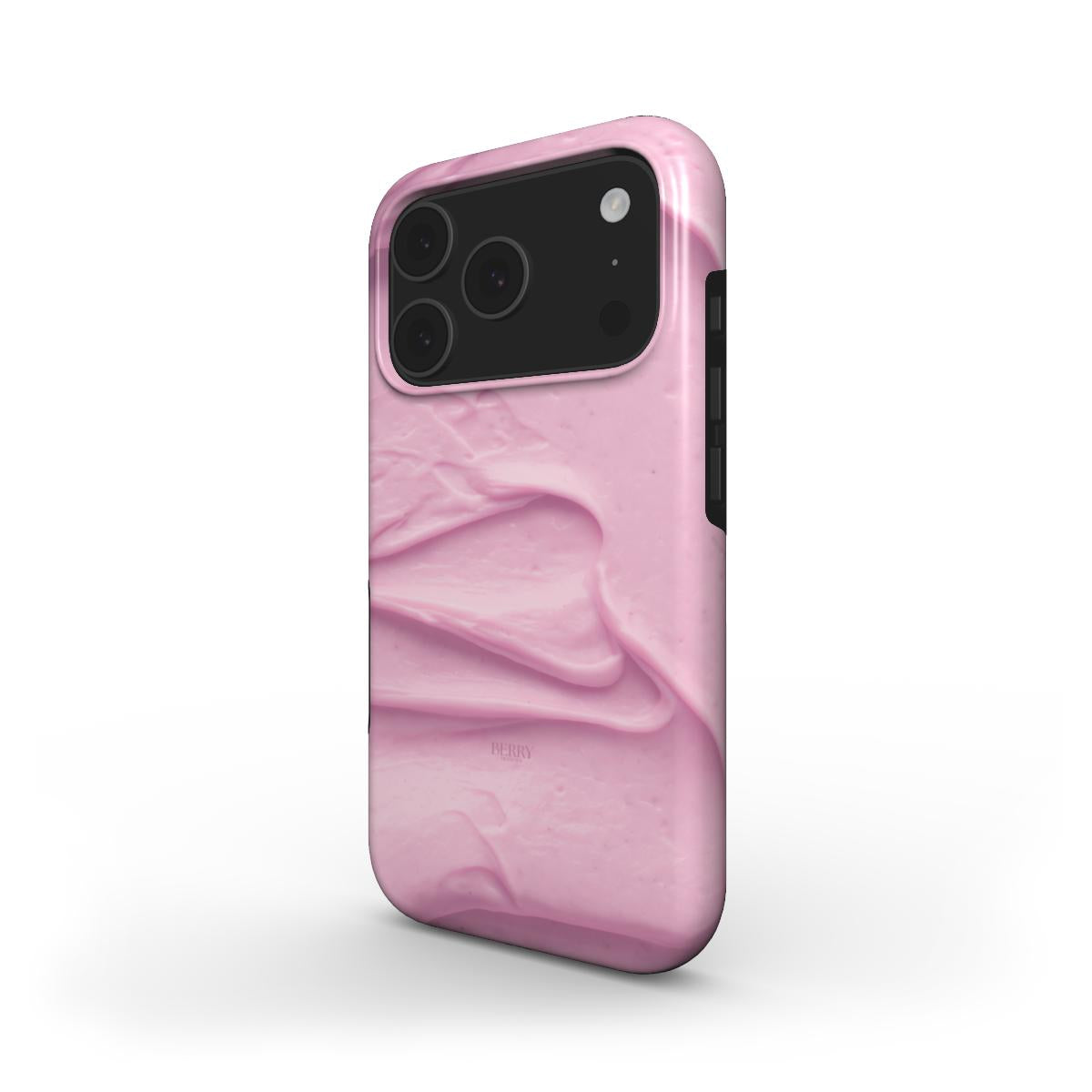 Trendy pink phone case with a soft, buttery texture design, featuring a feminine and aesthetic look that appeals to that girl style vibe.