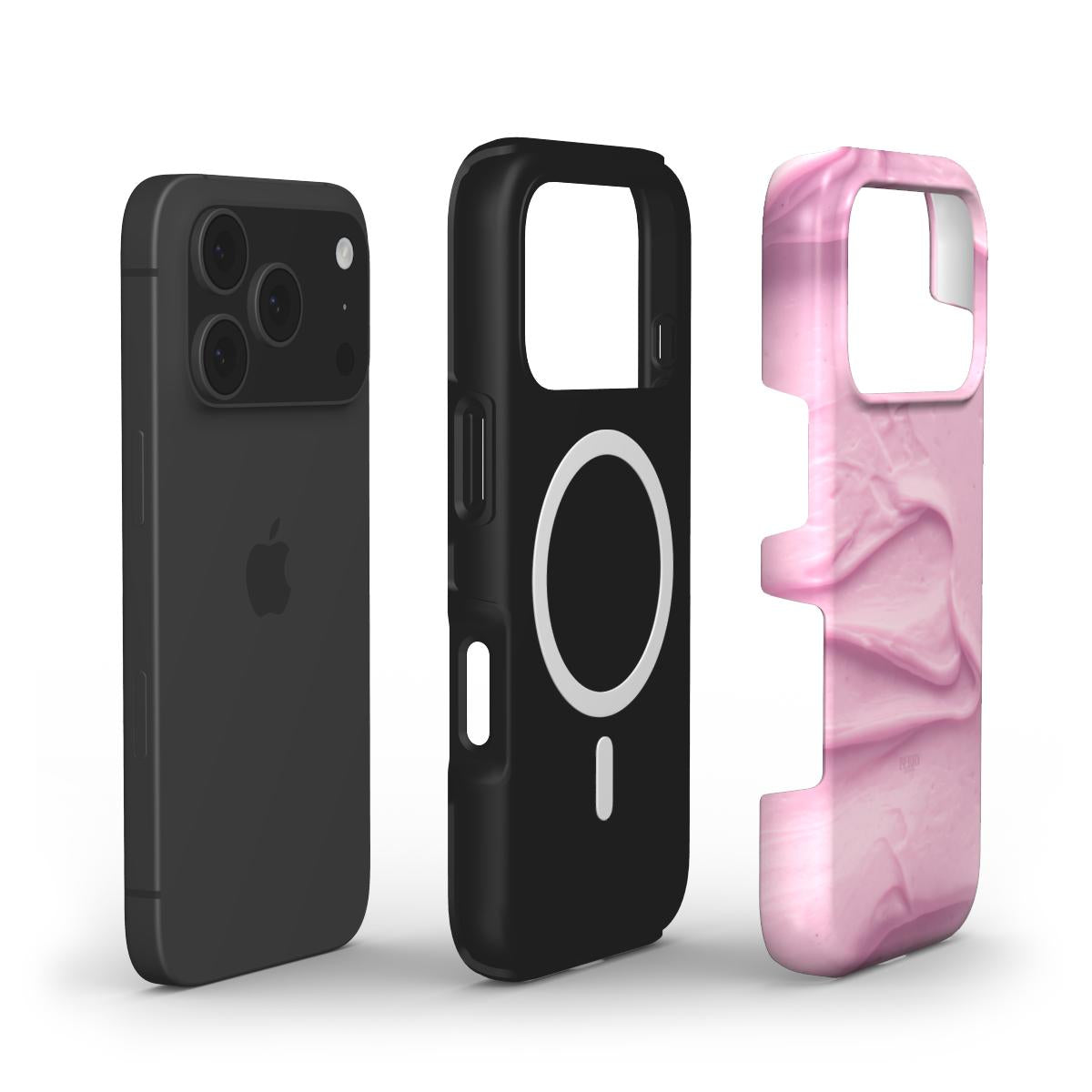 Trendy phone case with pink flerfarvet pattern, combining feminine elegance and modern protection for stylish, that girl aesthetic.