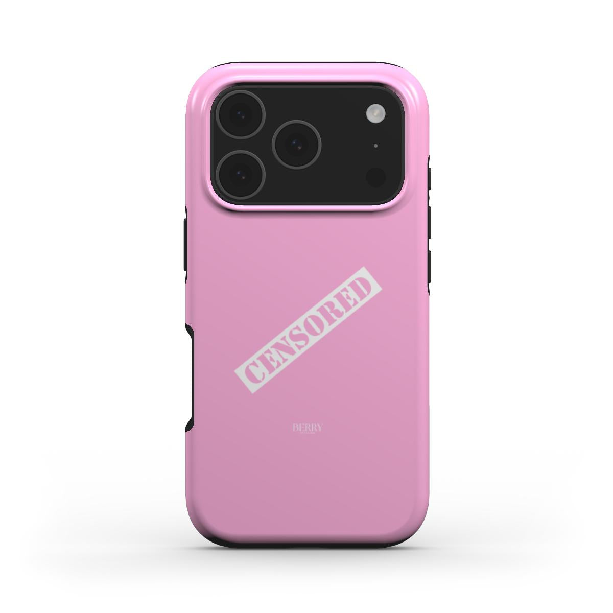 Trendy pink phone case with a feminine "CENSORED" design, featuring a multicolored and white accent for a stylish, popular girly look.
