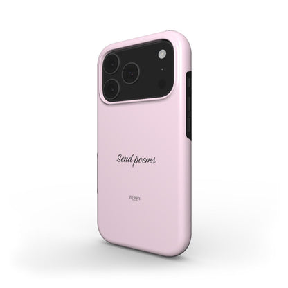 Trendy pink phone case with a feminine, aesthetic design featuring elegant script text that adds a beautiful, girly touch to your device.