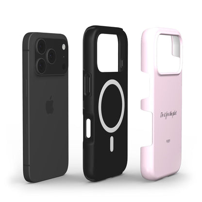 Trendy pink phone case with feminine, girly design and "Do it for the plot" text, paired with a sleek black magnetic phone case for a stylish, aesthetic look.