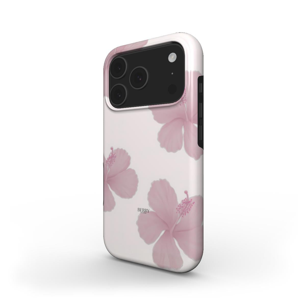 Trendy soft pink phone case with delicate floral design, combining feminine charm and modern style for a beautiful, girly everyday accessory.