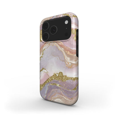 Trendy phone case in pink, guld, and rosaguld with a feminine, aesthetic marbled design perfect for that beautiful, girly vibe.