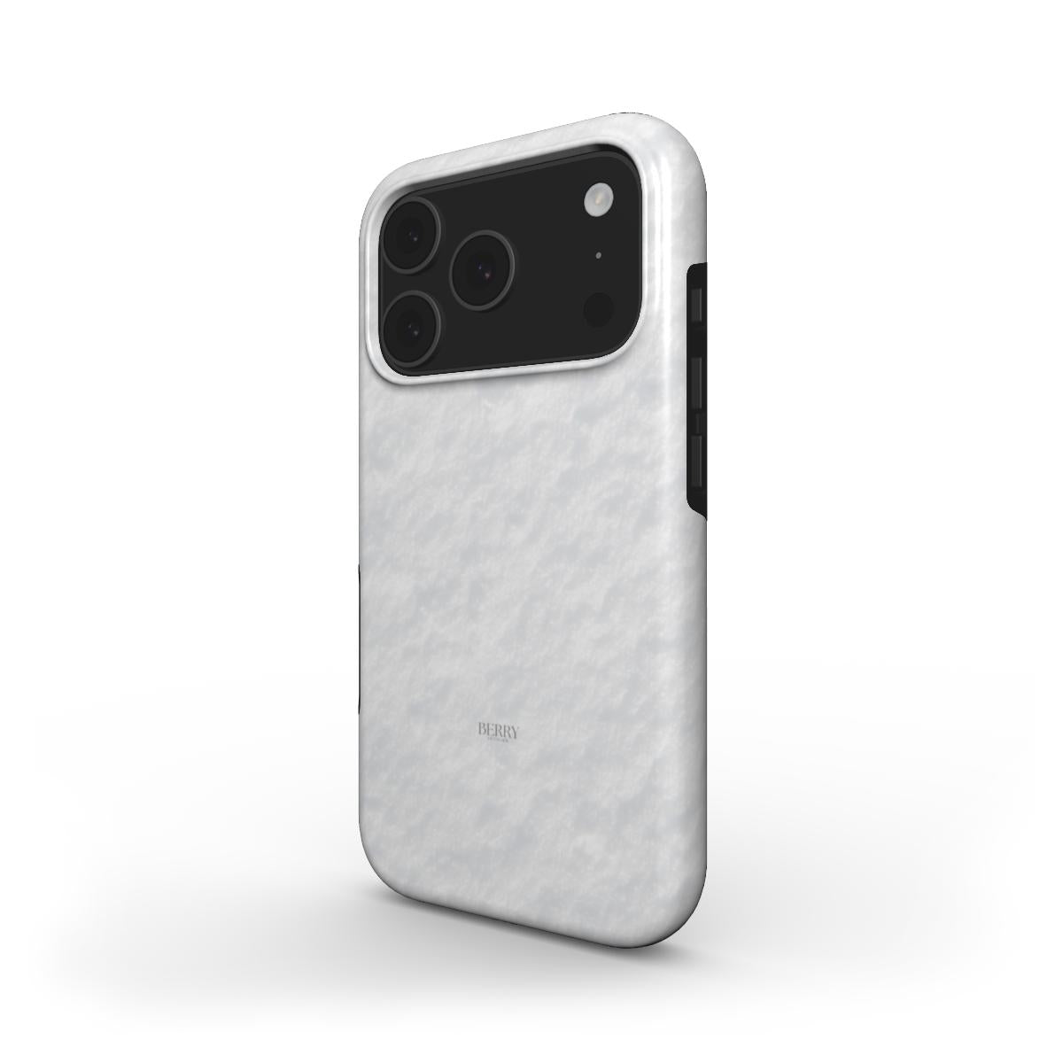 Trendy white phone case with a soft snow texture, featuring a sleek and feminine design for a popular, aesthetic look.
