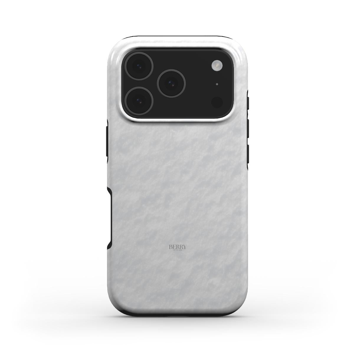 Trendy feminine phone case in soft white with subtle textured pattern, combining elegant and popular style for a beautiful, girly aesthetic.