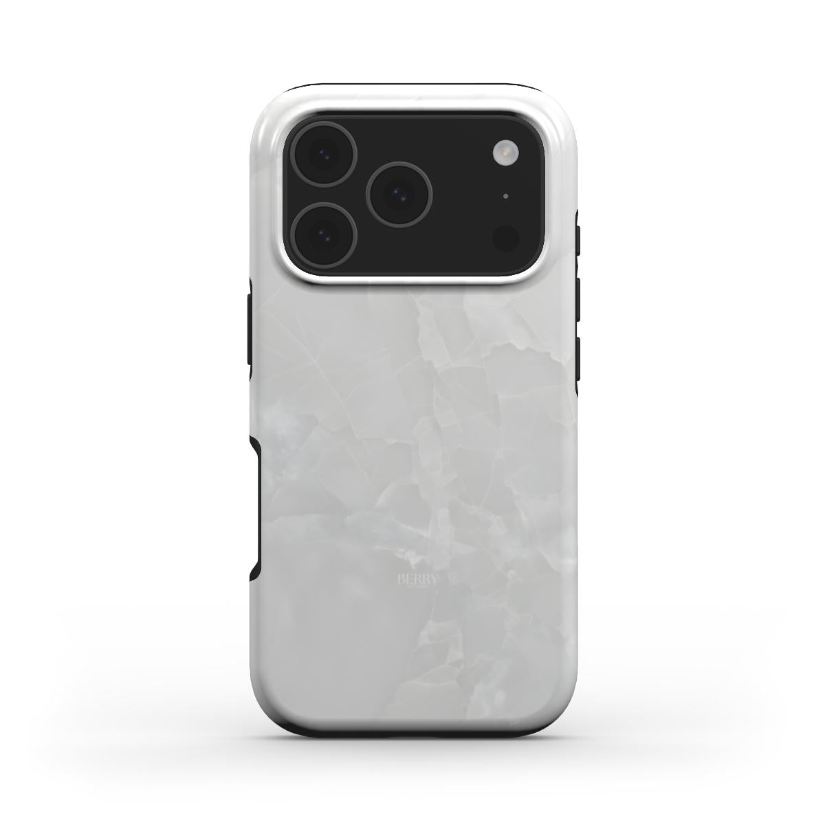Trendy clear quartz patterned phone case in a sleek, transparent design with a feminine and aesthetic look for a stylish everyday accessory.