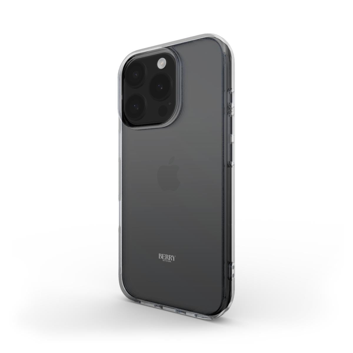 Clear minimalist transparent phone case with a sleek design and Klar color pattern, offering stylish protection for a modern smartphone.