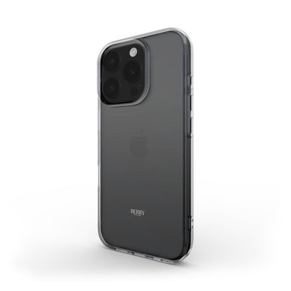 Clear minimalist transparent phone case with a sleek design and Klar color pattern, offering stylish protection for a modern smartphone.