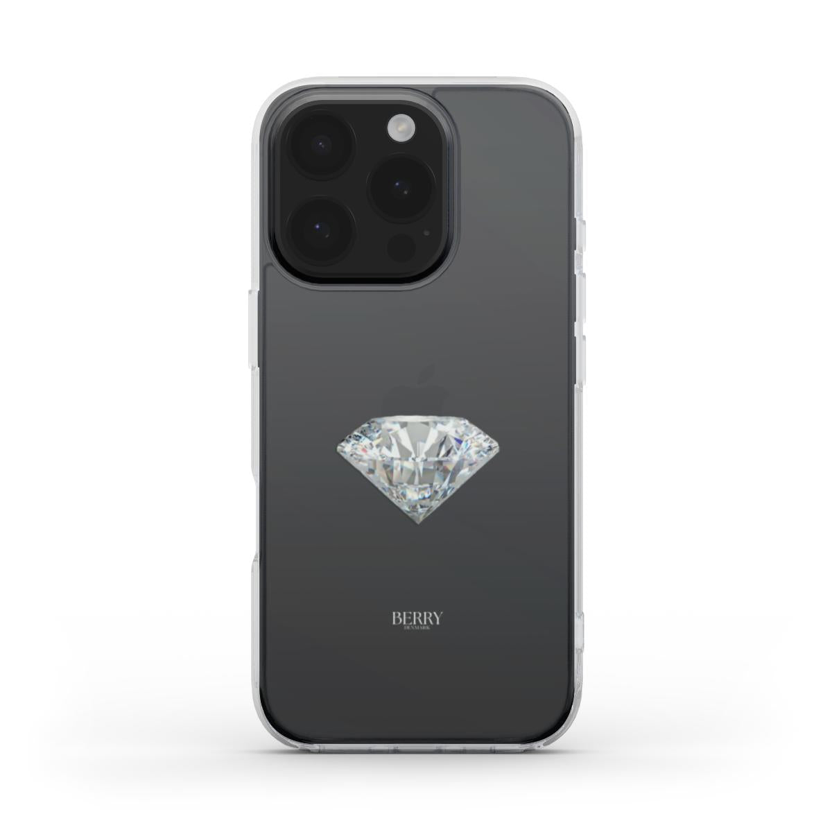 Trendy phone case with clear diamond design in silver and gray tones, combining a feminine and beautiful aesthetic for a stylish, popular look.