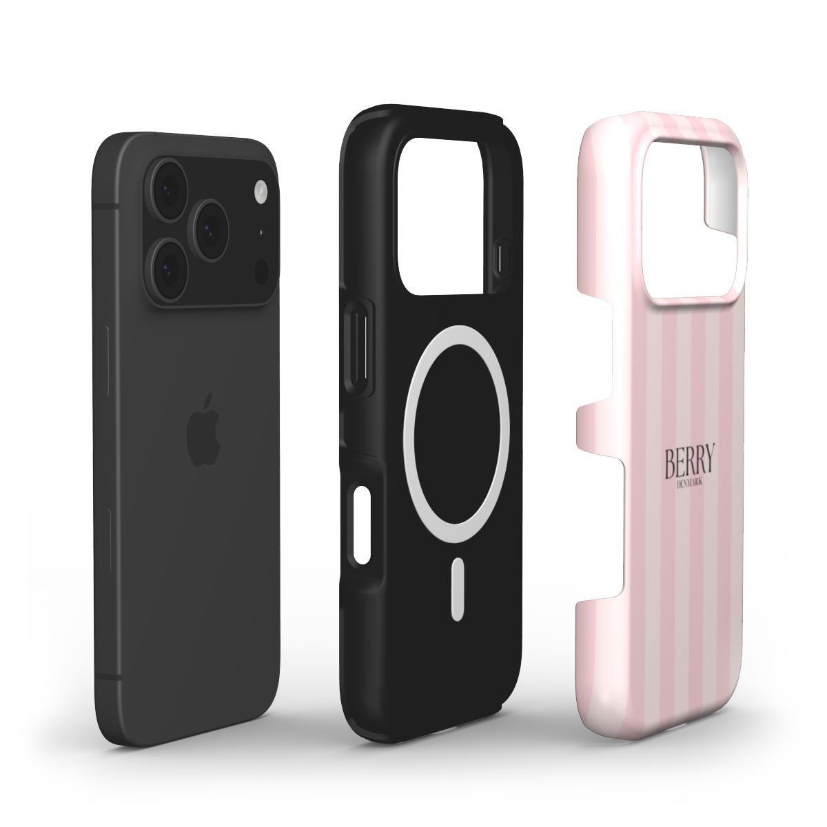Pink striped trendy phone case with feminine and girly aesthetic, designed to protect and style your device with a popular modern look.