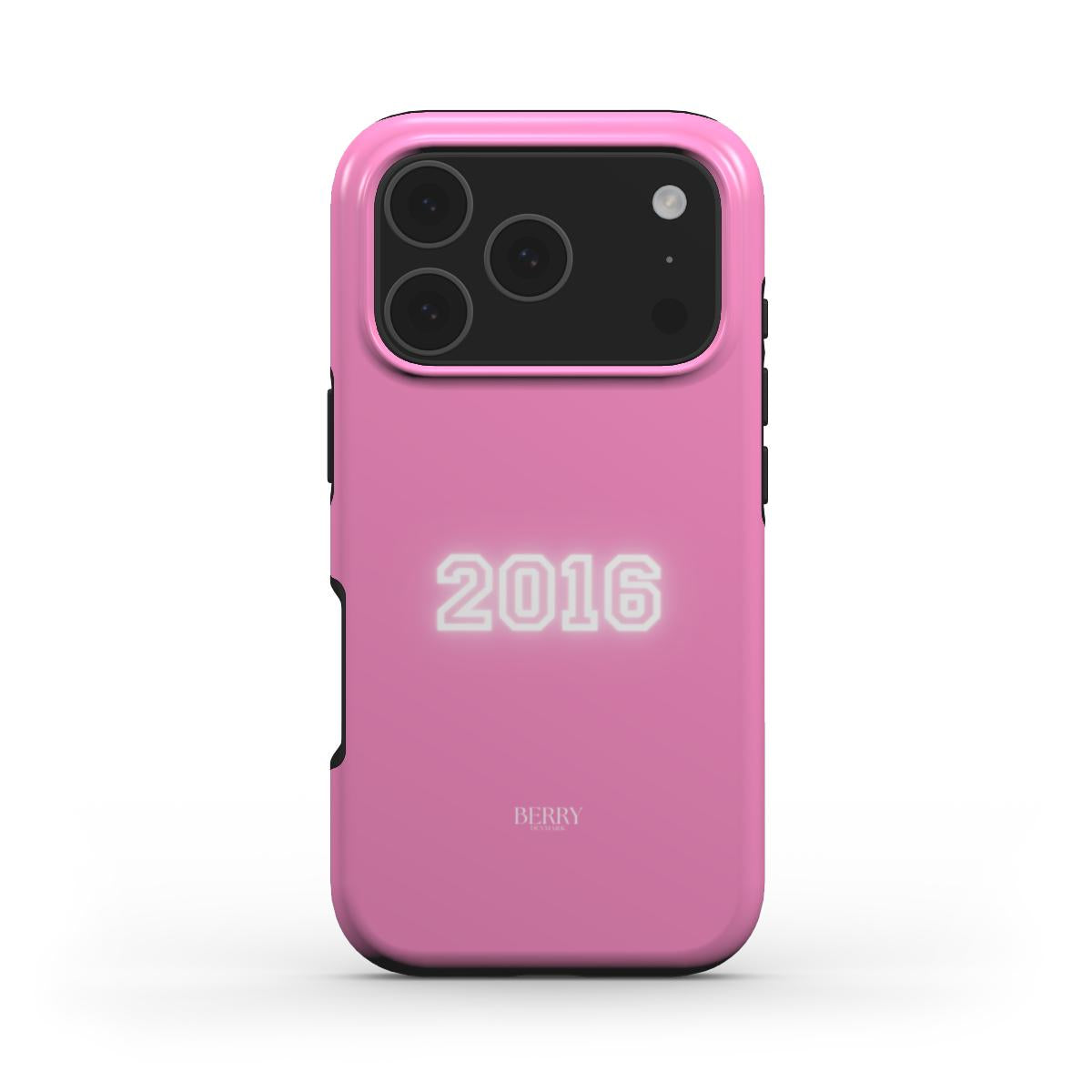 Trendy pink phone case with a minimalist 2016 design, combining feminine charm and modern aesthetic for a popular, girly style accessory.