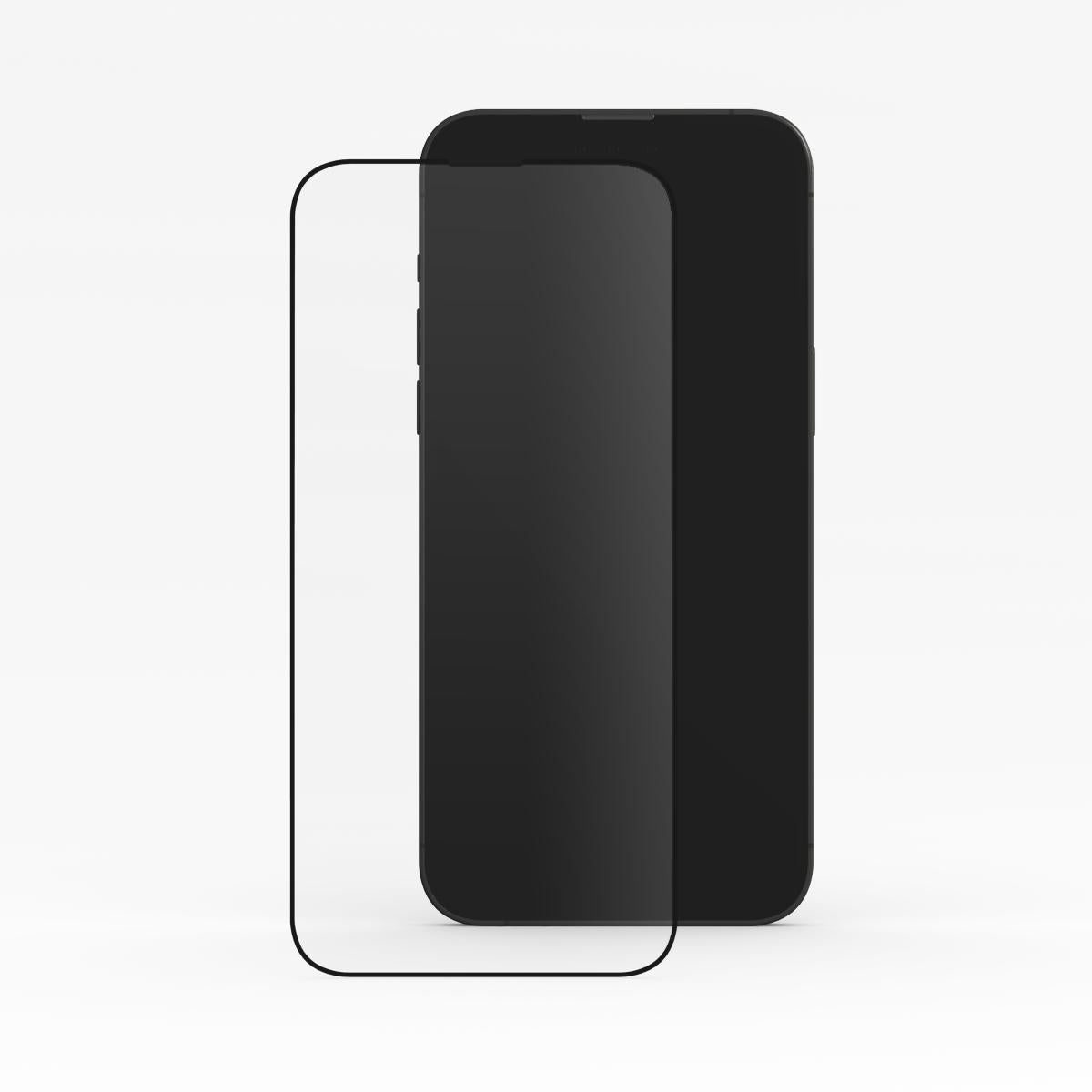 Clear trendy protective screen layer positioned over a sleek black smartphone, combining feminine elegance with practical phone care.