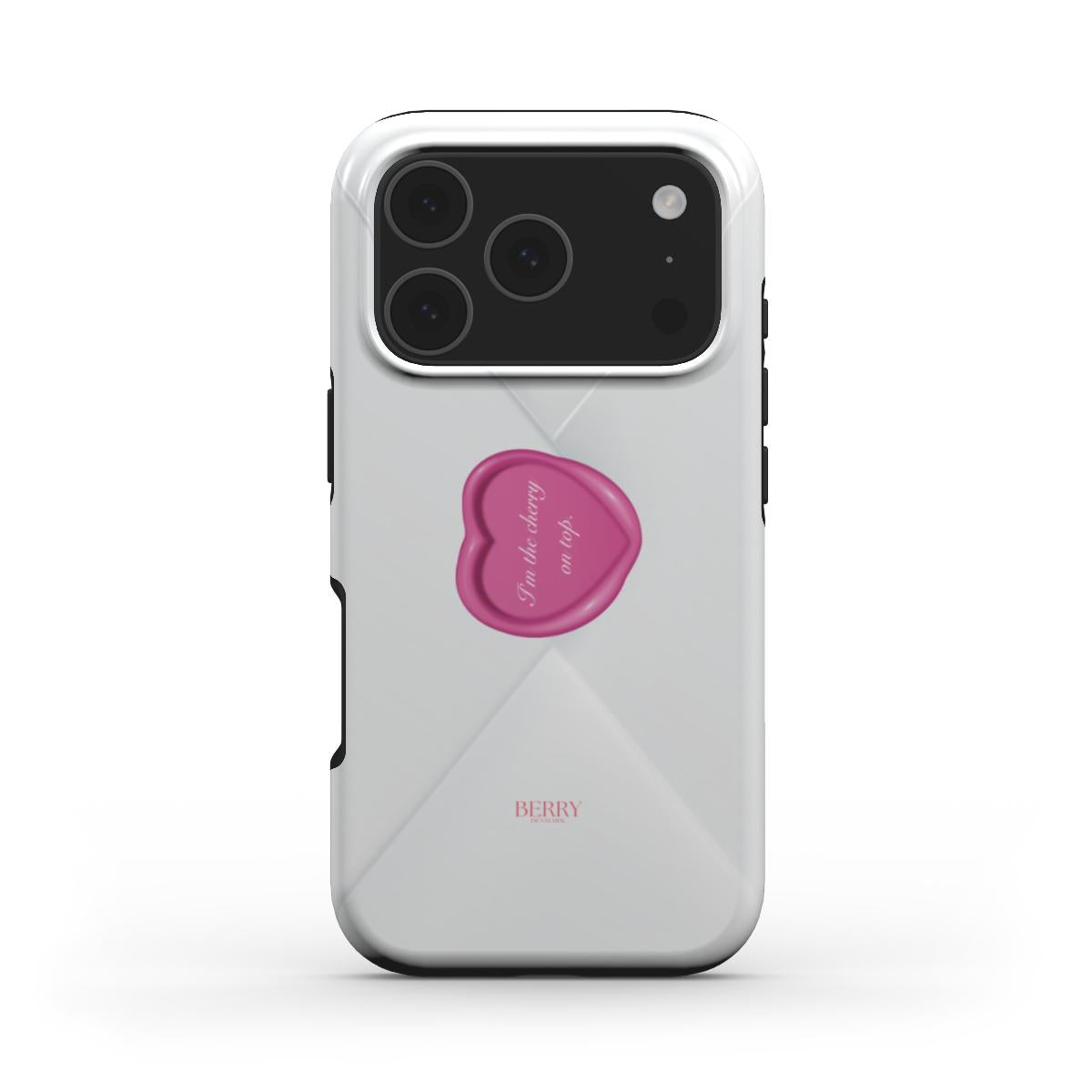 Trendy feminine phone case with a clear design and a pink heart-shaped pop socket featuring delicate cursive text, perfect for a stylish, girly look.