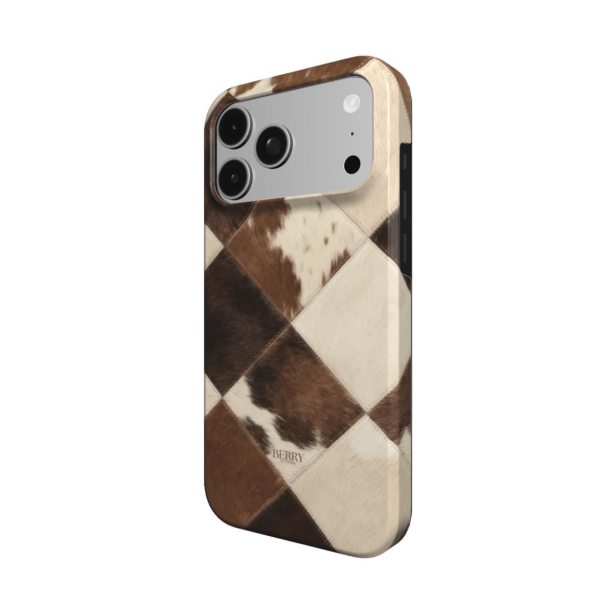 iPhone-deksel med kumønster farge: brun – Rodeo Chic
