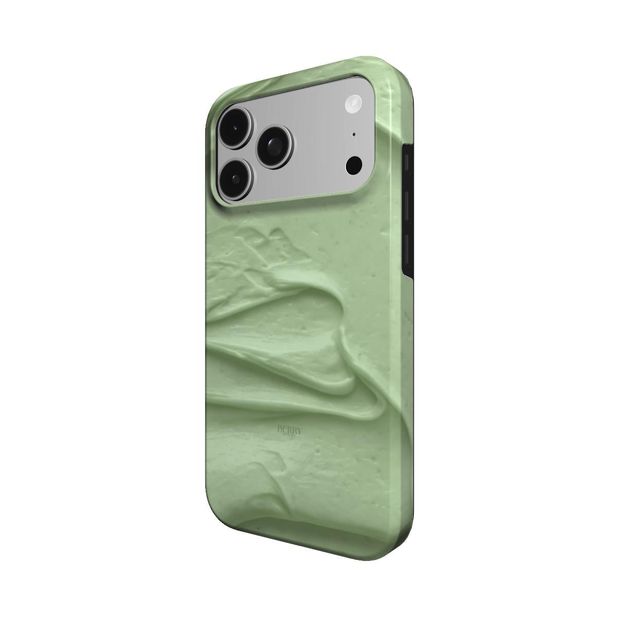 Buttery Matcha mobilcover med blødt marmoreret mønster i matchagrønt