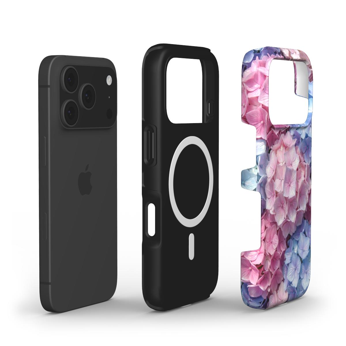 Berry Denmark Glossy Hortensia hydrangea floral dual layer MagSafe iPhone 17 Pro Max phone case
