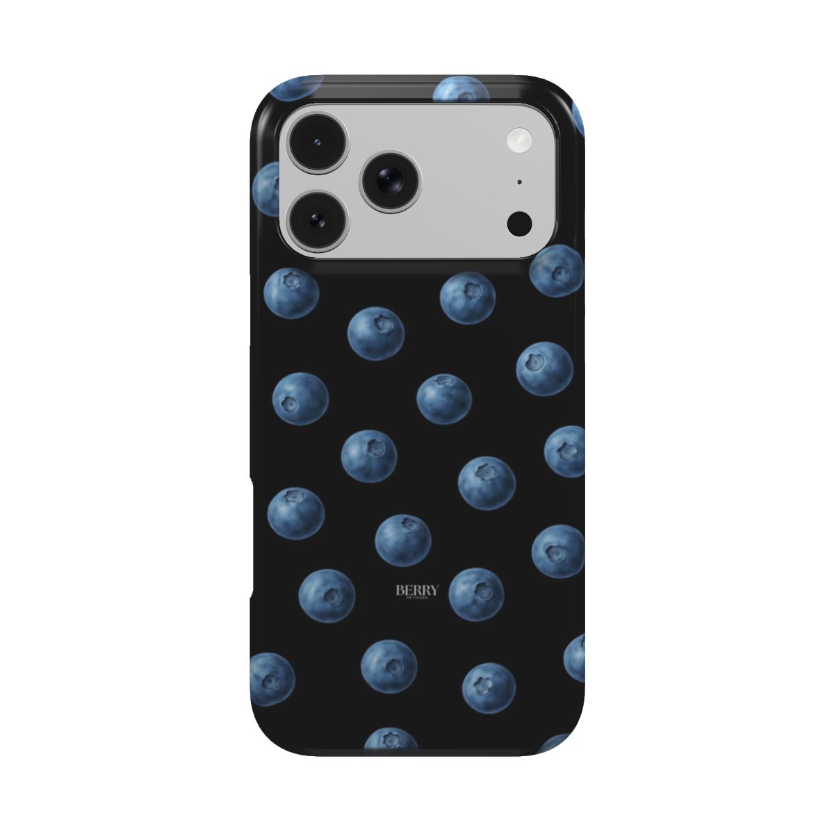 Coque pour iPhone avec design épuré couleur : bleu – Blueberry Kisses Midnight