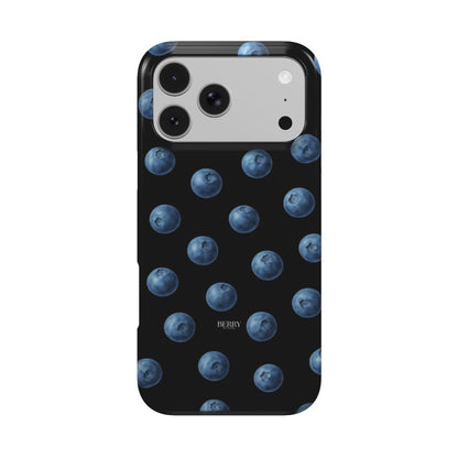 Coque pour iPhone avec design épuré couleur : bleu – Blueberry Kisses Midnight