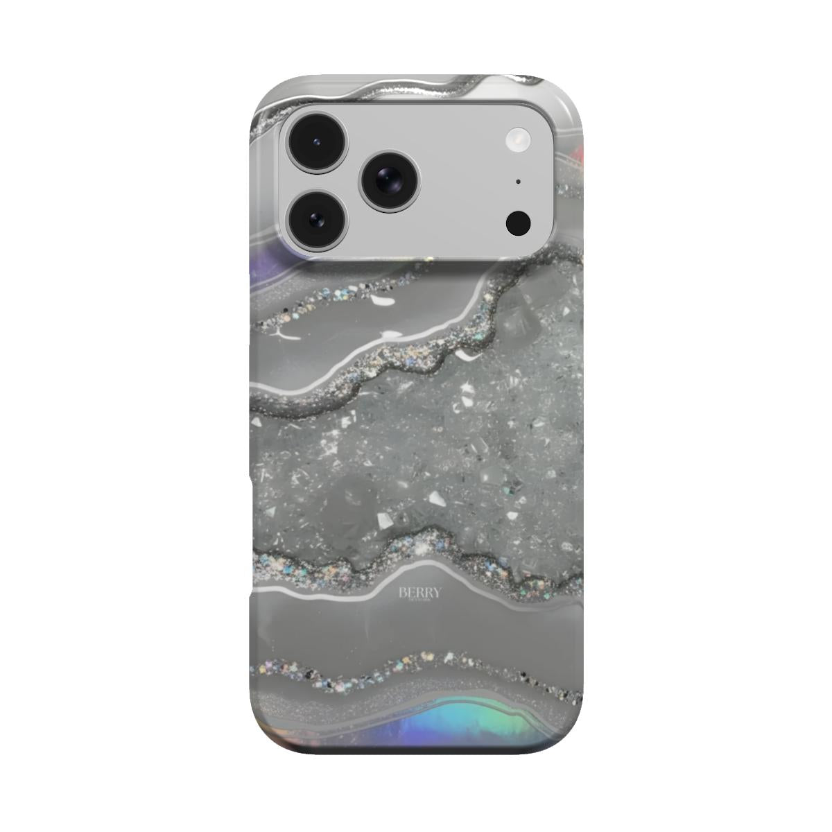 Sølvfarvet iPhone-cover med marmormønster – Silver Marble Quartz