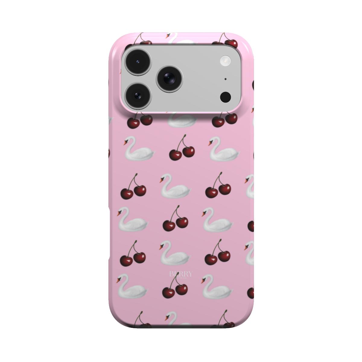 Custodia per iPhone con motivo di ciliegie – Cherry Swan