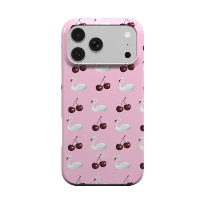 Custodia per iPhone con motivo di ciliegie – Cherry Swan